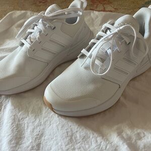 Adidas White Sneakers with Tan Accents